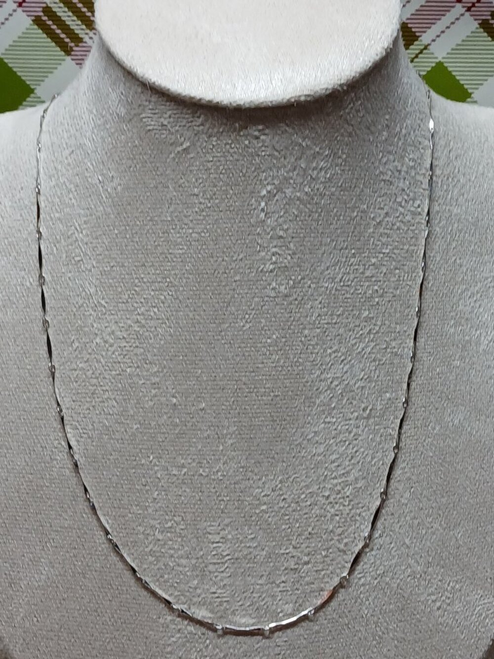 DAINTY STERLING SILVER 925 ITALY BAR CHAIN NECKLACE COSTUME JEWELRY #113